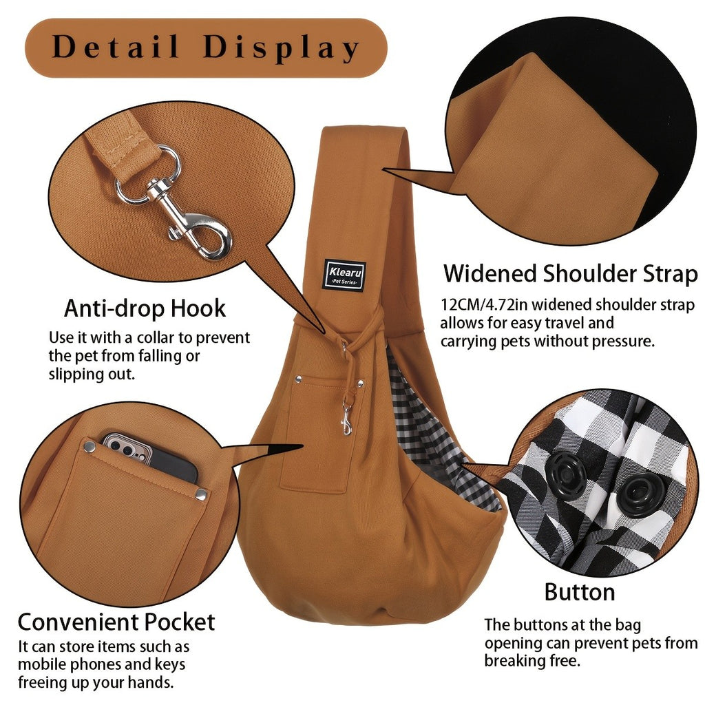 Crossbody Pet Carrier Sling for Dogs and Cats, Lightweight Breathable Foldable Travel Bag with 15 Poop Bags and Dispenser for Everyday Outings