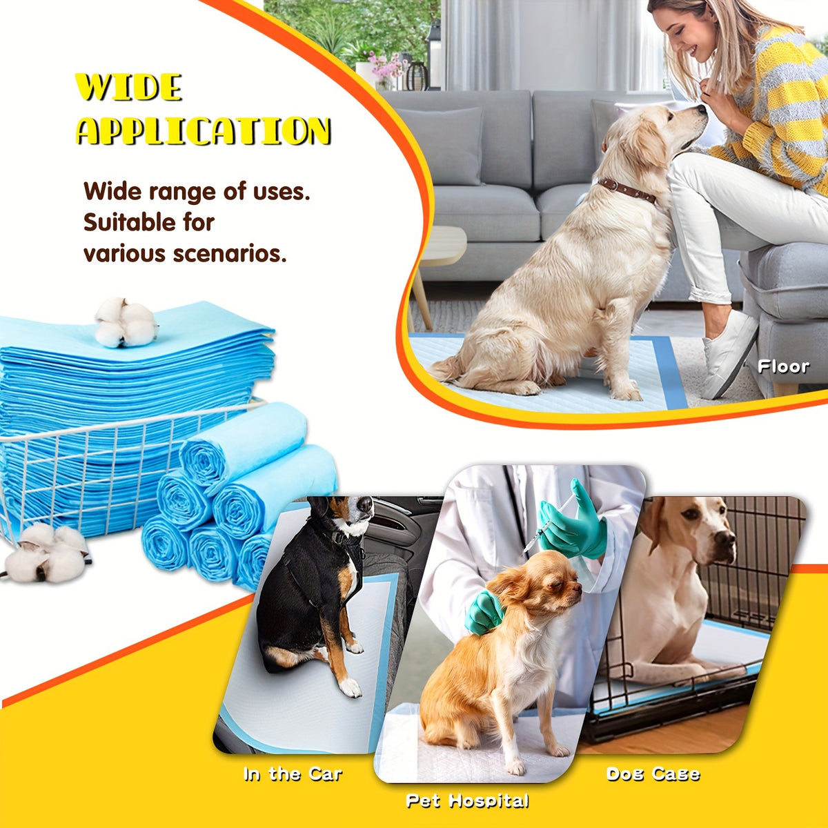 Dog Pee Pads 34 x 46 Inch, Extra Large 6-Layer Absorbent Puppy Training Pads with Leak-Proof Design for Indoor Potty Training and Daily Cleanup