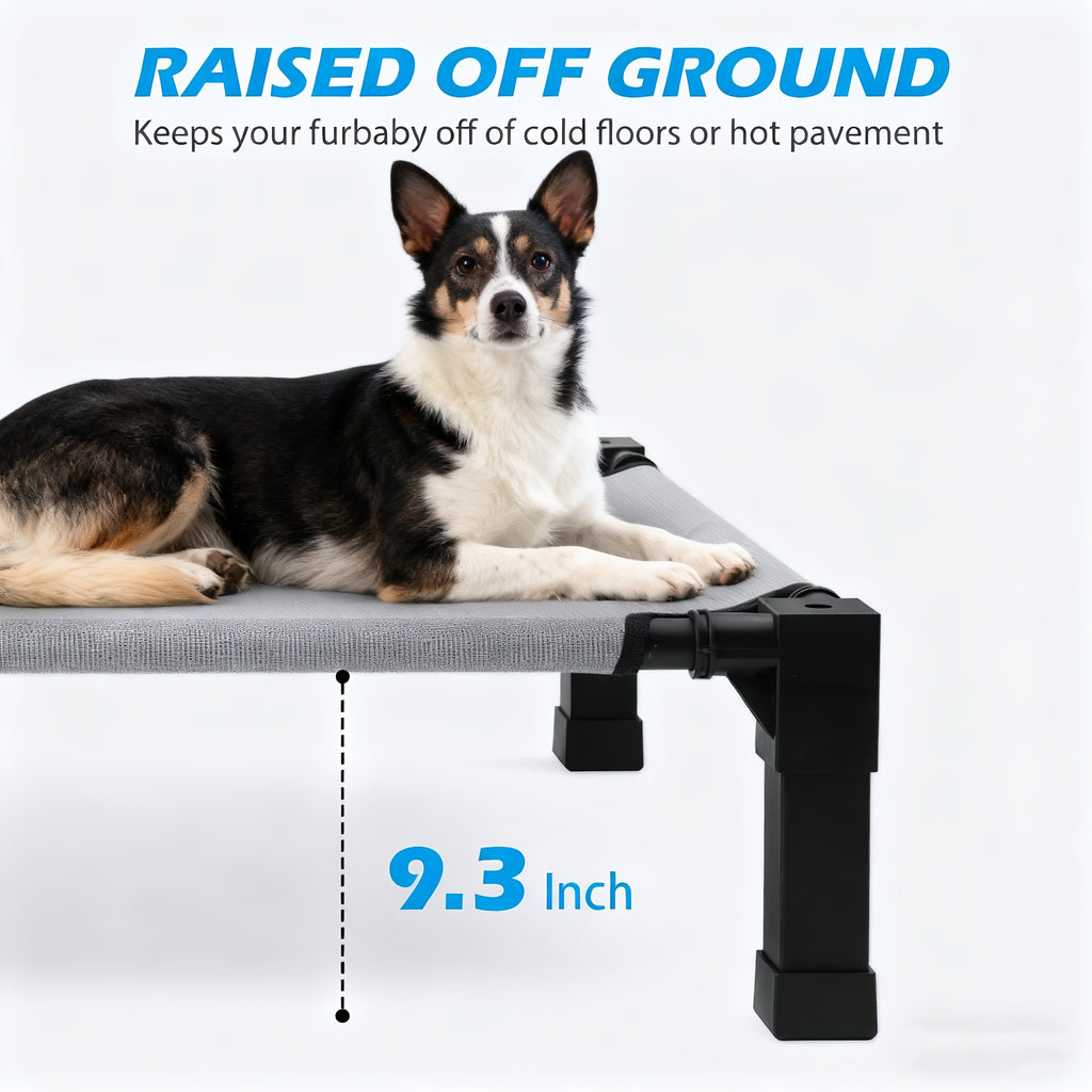 Raised Mesh Dog Bed with Metal Frame and Non-Slip Feet, Washable Breathable Pet Cot in 35 to 60 Inch Sizes for Indoor and Outdoor Lounging