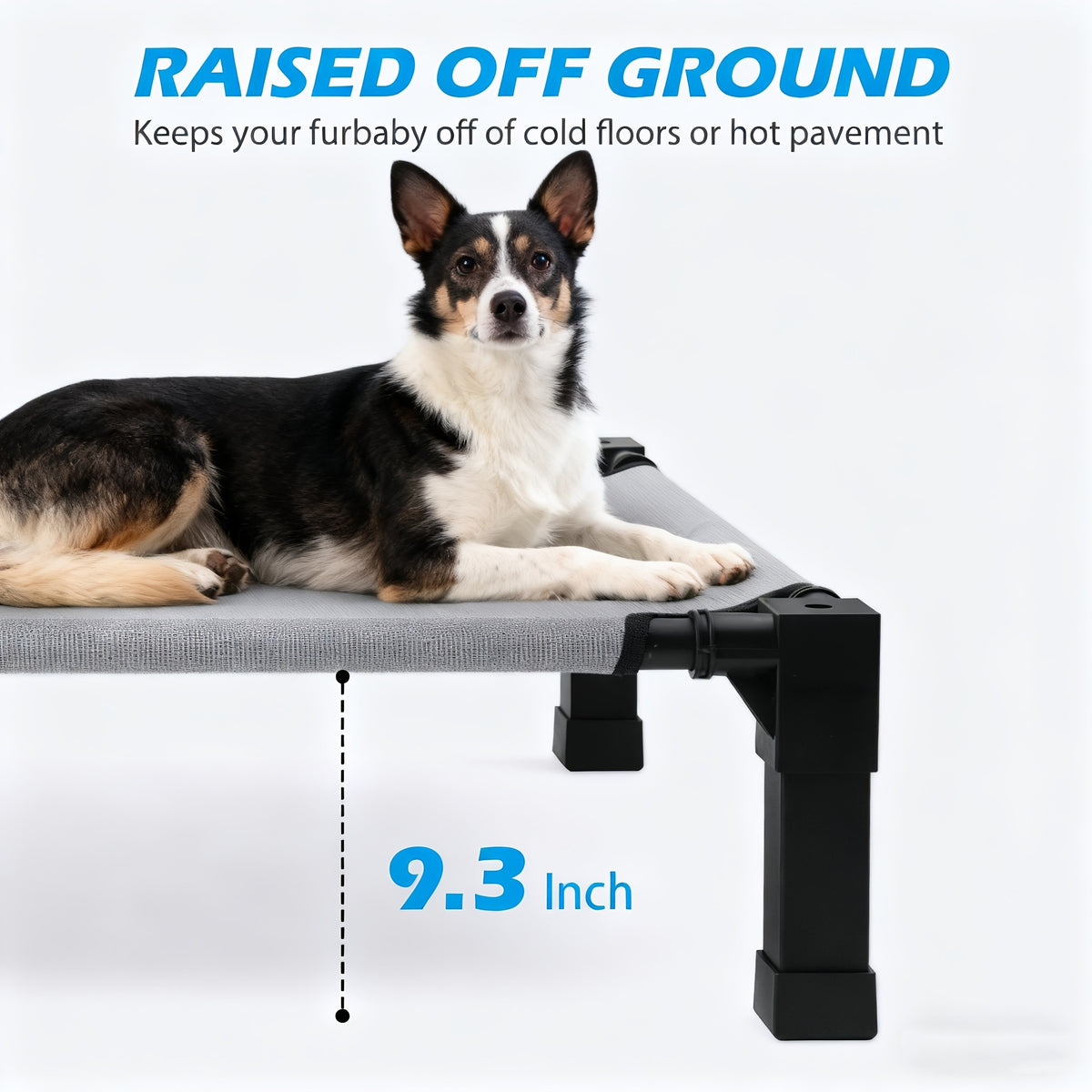Raised Mesh Dog Bed with Metal Frame and Non-Slip Feet, Washable Breathable Pet Cot in 35 to 60 Inch Sizes for Indoor and Outdoor Lounging