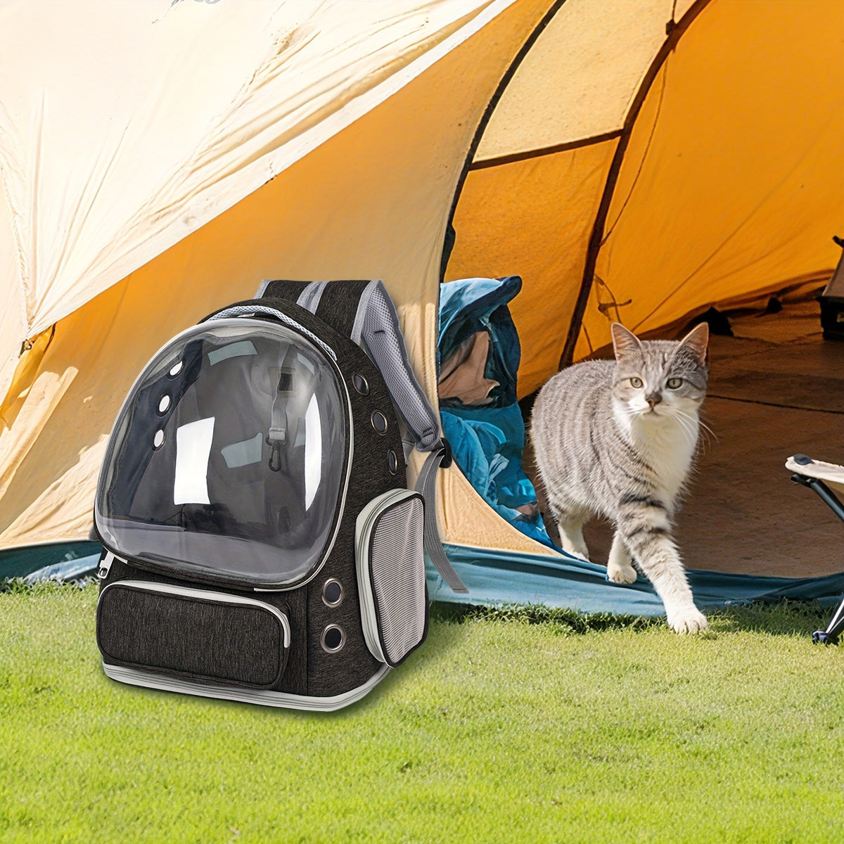 Cat Carrier Backpack with Clear Bubble Window, Breathable Space Capsule Travel Bag with Zipper Entry for Cats and Kittens, Six Color Options