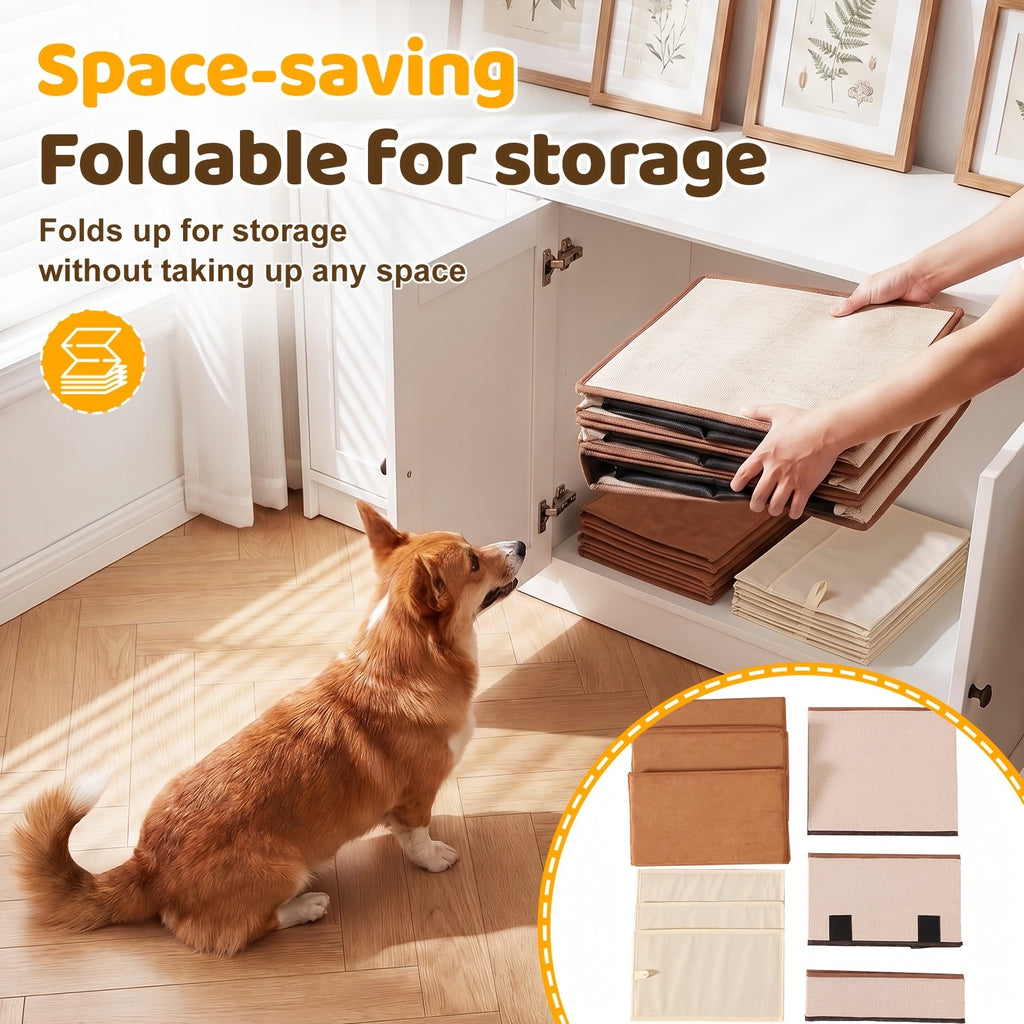 Foldable Dog Stairs with Storage Ottoman Design, Soft Cushioned Non-Slip Pet Steps for Bed and Couch, 3/4-Step Styles with Chicken Leg Plush Toy