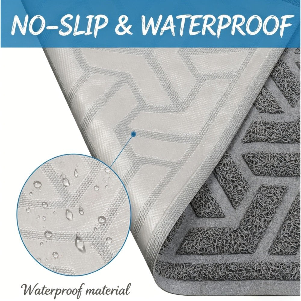 Cat Litter Mat with Soft PVC Surface, Large 46 x 35 Inch Litter Trapping Floor Mat with Non-Slip Backing for Scatter Control, Gray or Blue