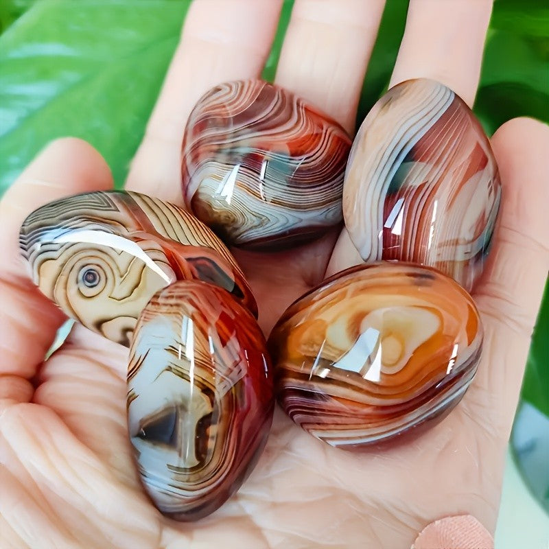 Polished Agate Stones, 1 lb Natural Decorative Rocks with Varied Patterns for Plant Pots, Home Displays, DIY Jewelry Projects and Gifts