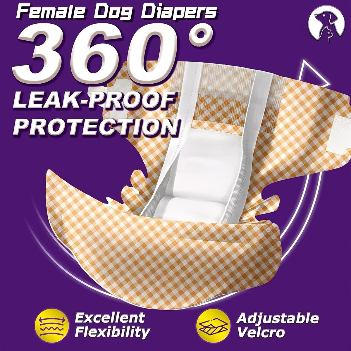 Dog Diaper Value Pack 50 Count, Disposable Absorbent Male and Female Style Options in XS S M L for Puppy Accidents and Senior Dog Hygiene Care