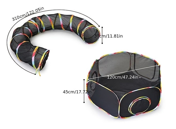 Rainbow Cat Enclosure for Indoor Cats, Portable Outdoor Catio Tent with Enclosed Run and Tunnel for Supervised Backyard Exploration