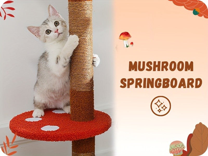 Adjustable Floor to Ceiling Cat Tree 90.5–100.4 Inches, Dual Top Support Indoor Tower with Condo, Hammocks, Climbing Platforms and Scratching Posts
