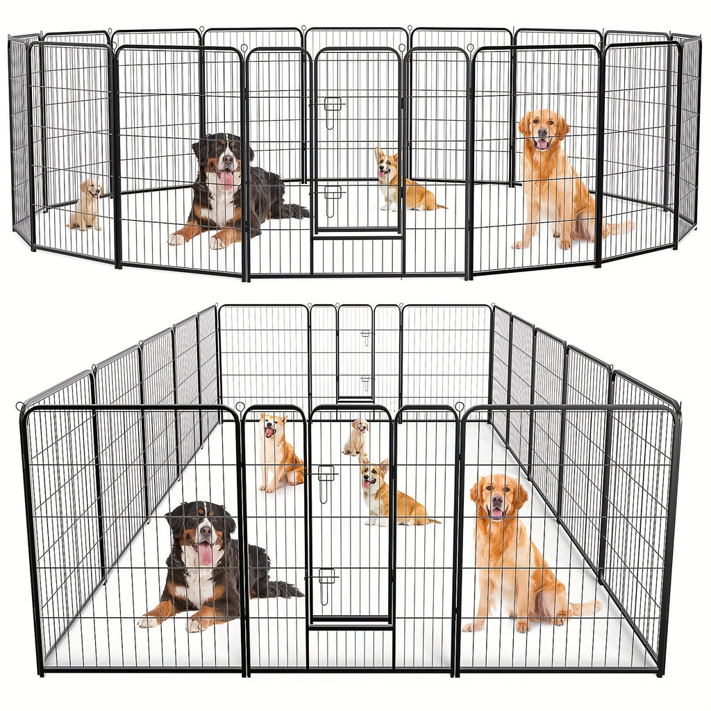 Dog Playpen 8 or 16 Panels, Portable Indoor Outdoor Pet Exercise Pen for Supervised Puppy Play, Backyard Gardens and RV Camping Trips