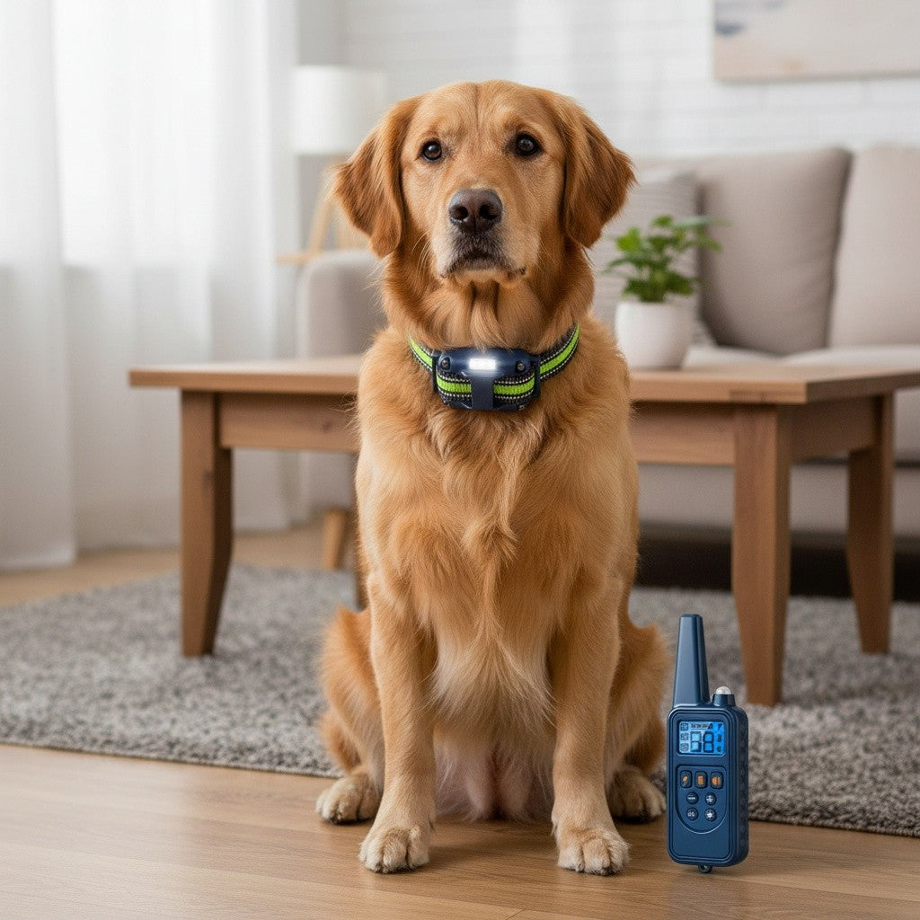 Dog Training Collar with Remote and LED Lights, Beep, Vibration and Static Stimulation Modes, Black or Blue Single-Dog and Blue Two-Dog Options