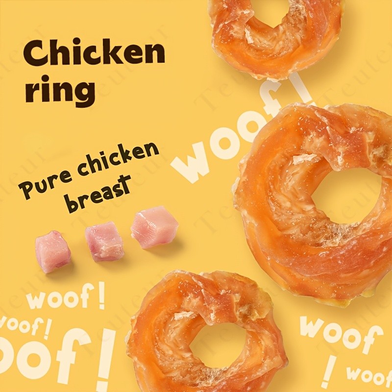 Chicken Ring Dog Treats, 120g / 4.23oz Crunchy Chicken Breast Snacks for Supervised Training Rewards, Everyday Treat Time and Dog Lover Gifts