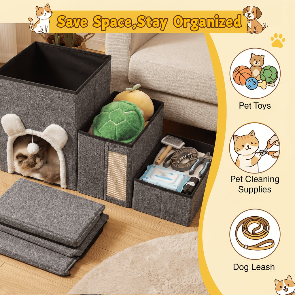 Pet Stairs with Storage for Bed and Sofa, Soft Cushioned Non-Slip Dog and Cat Steps in 2, 3 or 4 Tiers with Side Pocket or Grab Bar Style Options