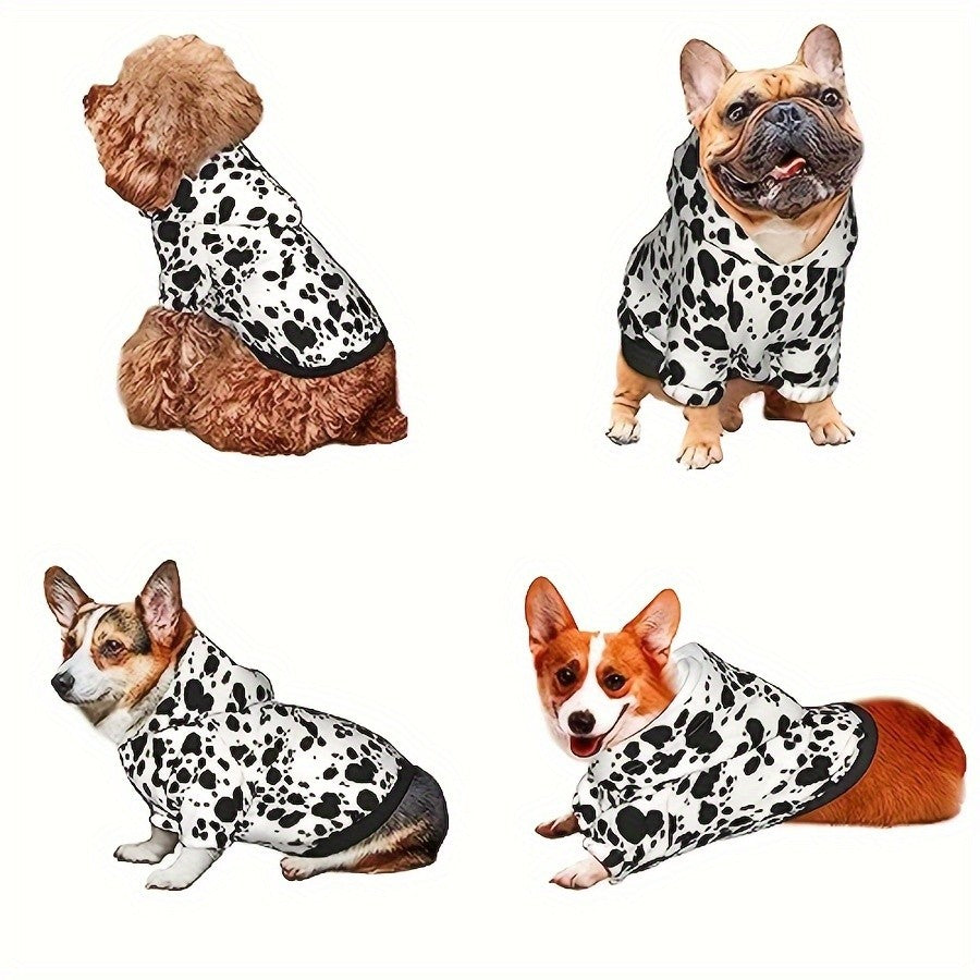Dalmatian Dog Hoodie, Soft Polyester Pet Sweatshirt with Stretch Ribbed Cuffs for Halloween Costumes, Fall Winter Walks and Photos, S XXL 3XL