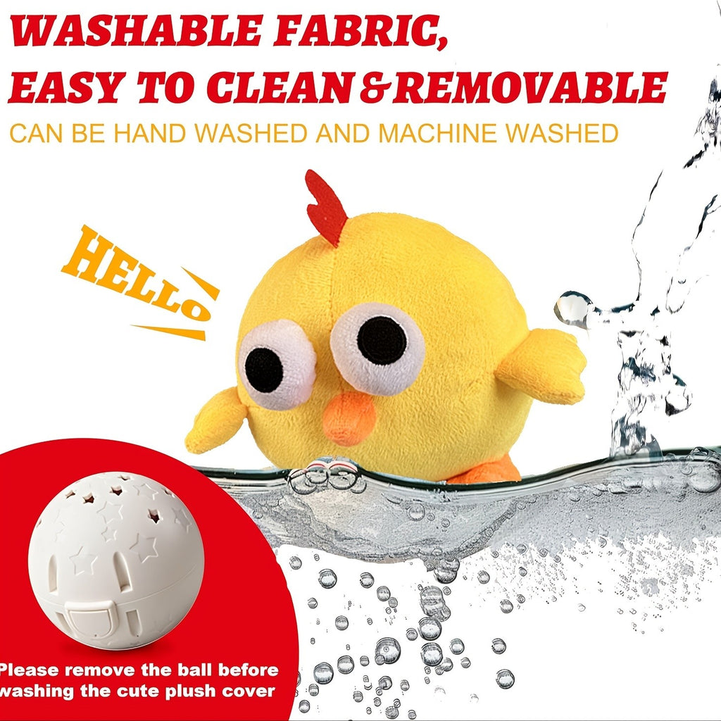 Interactive Plush Dog Toy with Bouncing Ball and Sound, USB Rechargeable Cartoon Animal Pet Toy for Supervised Indoor Chase and Play