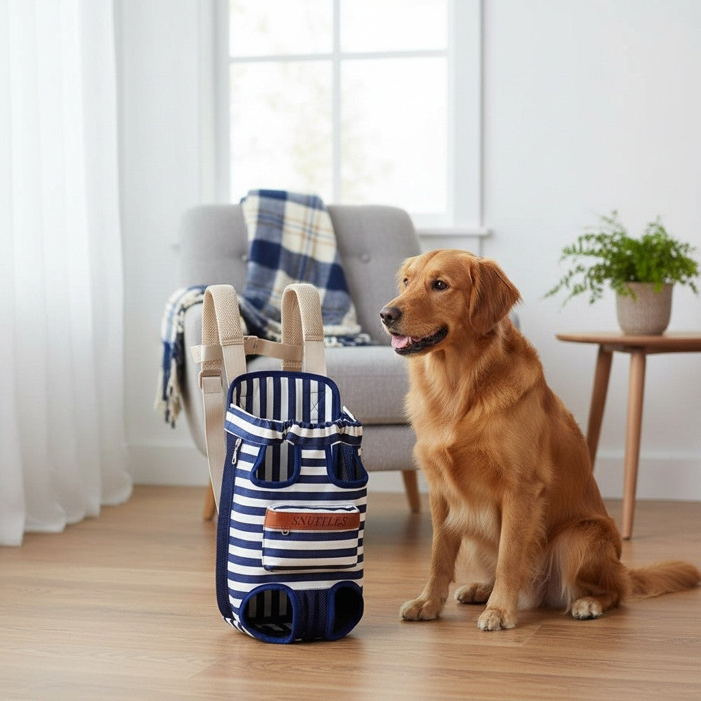 Hands-Free Dog Front Carrier with Padded Adjustable Straps, Legs-Out Pet Backpack with Dual Side Zippers for Small Pet Walks and Travel