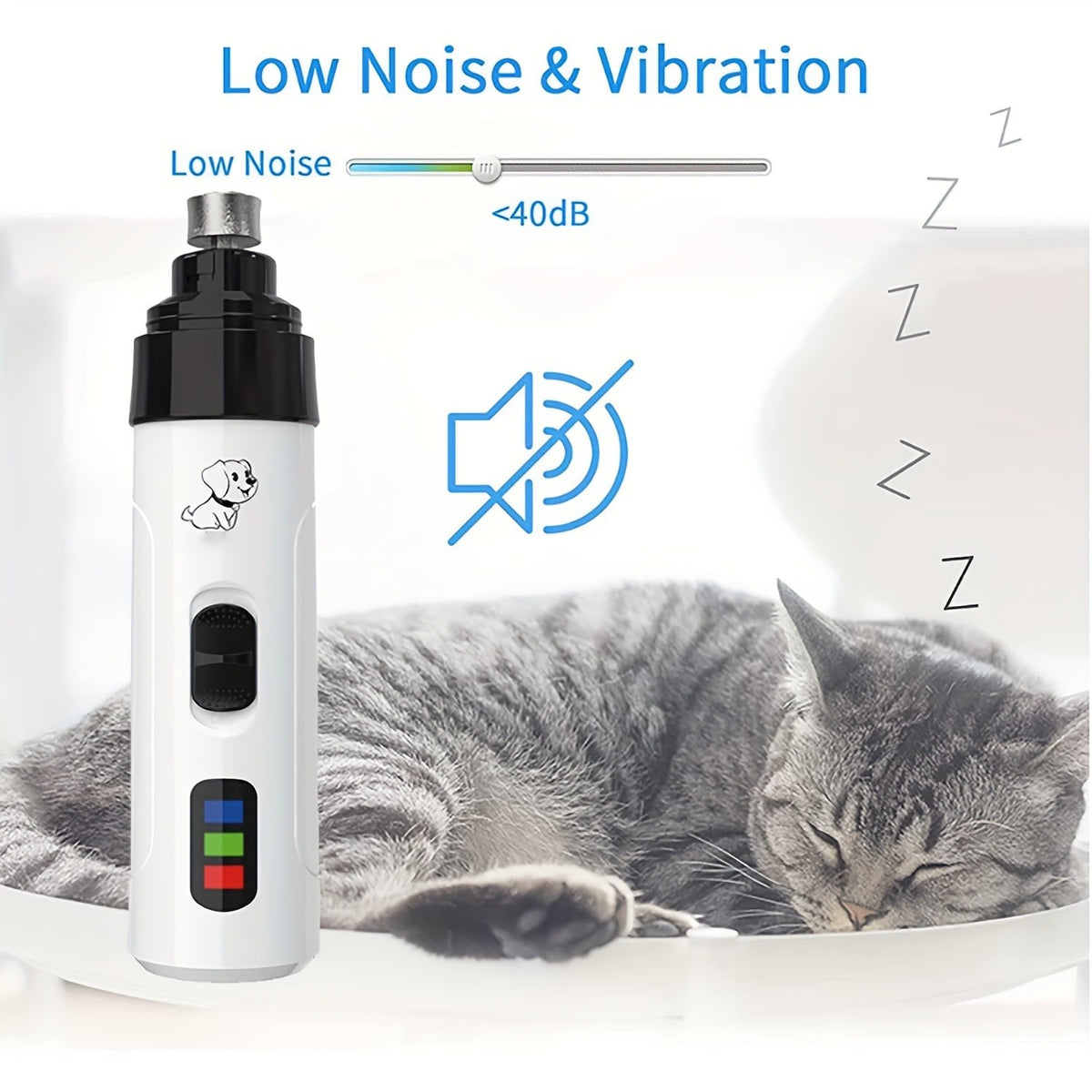 Dog Nail Smoothing Tool, Electric Pet Claw Grinder for At-Home Paw Grooming, White or Upgraded LED Screen Version for Regular Nail Care