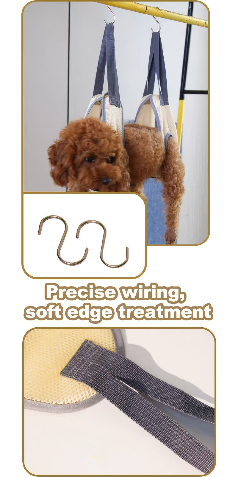 Mesh Pet Grooming Hammock with Adjustable Straps and Hooks, Breathable Nail Trimming Support Sling for Cats and Small Dogs in Grey or Pink