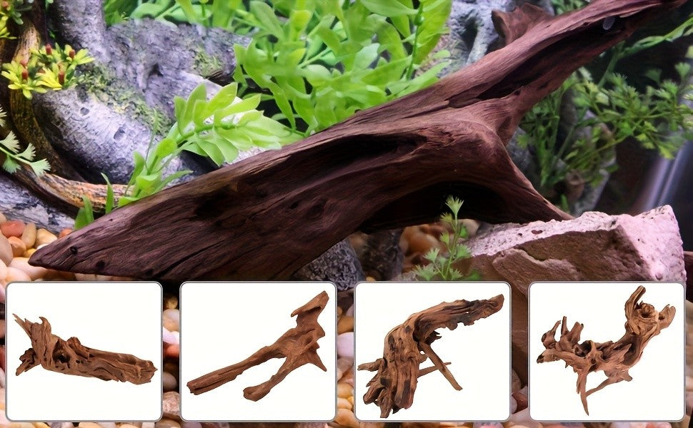 Aquarium Driftwood Decor 2-Pack, 12.5-18 Inch Large Natural Wood with Fewer Branches for Fish Tank Aquascaping and Reptile Enclosures