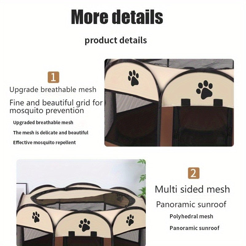 Portable Octagonal Pet Playpen, Foldable Oxford Cloth Travel Enclosure with 30, 37 and 46 Inch Size Options for Supervised Indoor and Outdoor Use
