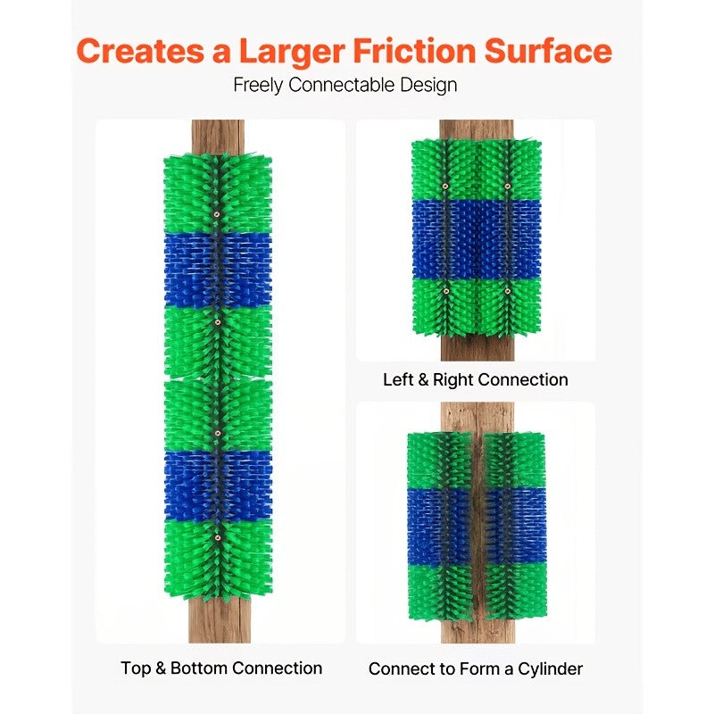 Horse Grooming Scratcher Set for Cattle and Livestock, 2 or 4 Pieces with Rounded Edges and Screws, Color Options and Selected Cleaning Brush Bundles