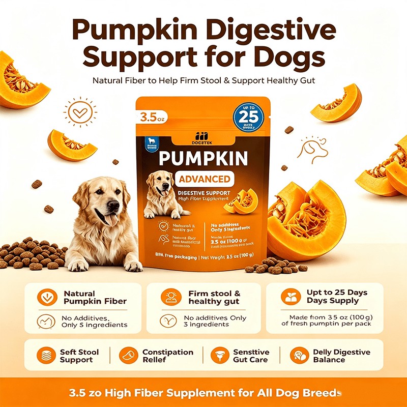Pumpkin Fiber Supplement for Dogs, 3.5 oz (100g) Digestive Care Supplement for Canine Feeding Routines and Everyday Nutritional Support