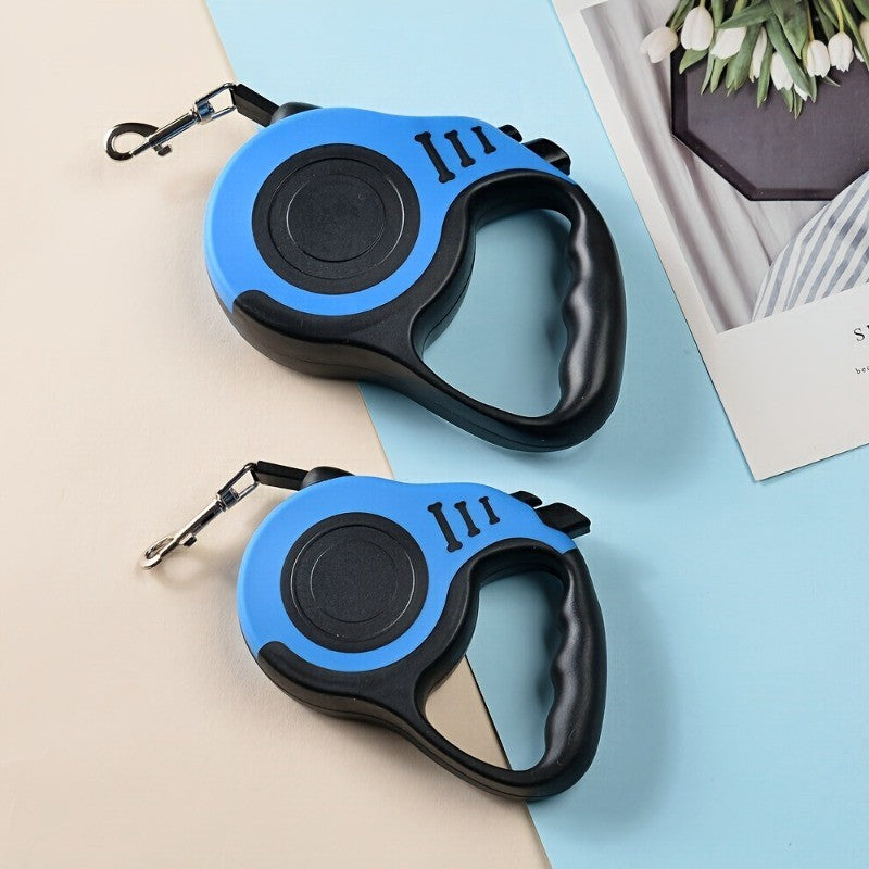 10ft Retractable Dog Leash with Ergonomic Handle, Nylon Walking Lead with Colorful Bone Design and 4 Bells for Small and Medium Dogs