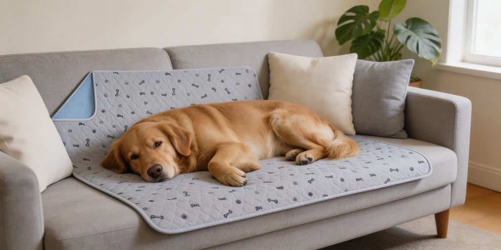 Bone Print Washable Pee Pads for Dogs, Reusable Absorbent Puppy Training and Whelping Mats with Non-Slip Backing for Crates, Couches and Playpens
