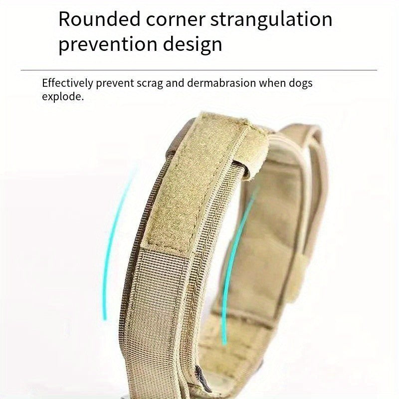 Wide Tactical Dog Collar 1.8 Inch with Control Handle, Quick-Release Metal Buckle and D-Ring, Nylon Walking and Training Collar for Medium and Large Dogs