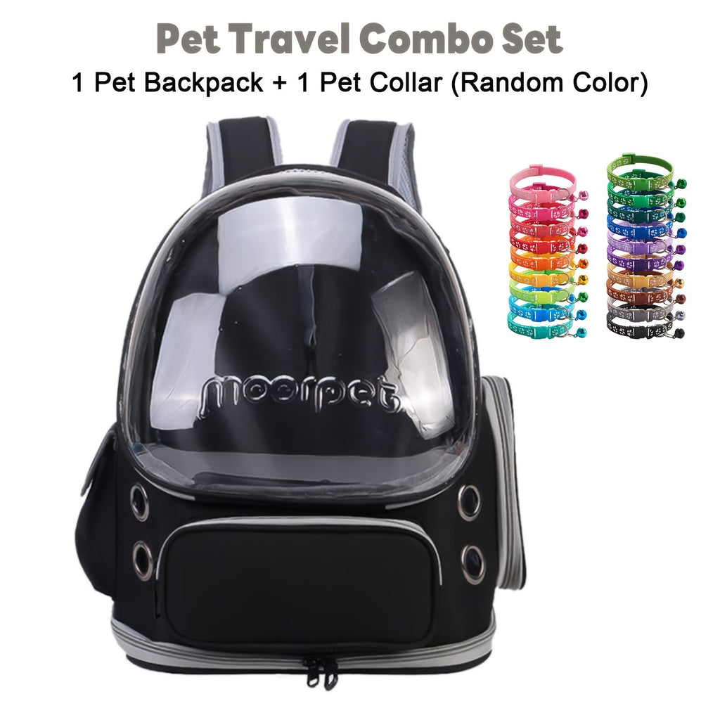 Oxford Cat Backpack Carrier with Pet Collar, Breathable Travel Bag for Small to Medium Cats and Dogs, Safety Zippers and Durable Straps, Green Gray or Khaki