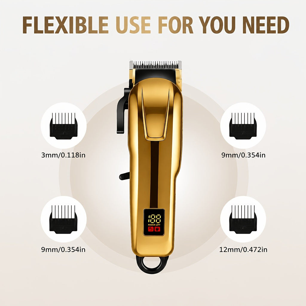 Cordless Pet Hair Clippers with 4 Guide Combs, Rechargeable Low-Noise Dog and Cat Grooming Trimmer with Ergonomic Grip in Golden or Pink