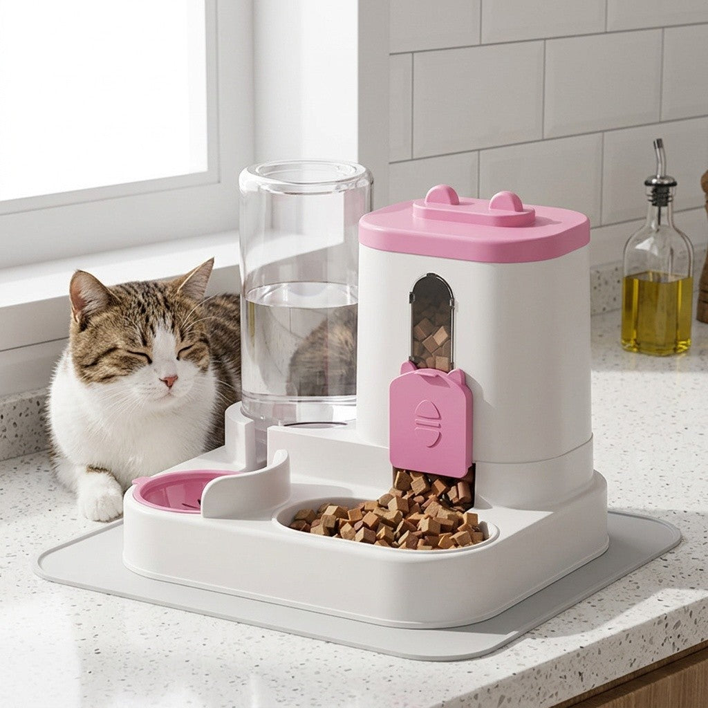 Cat Feeding Station with Food and Water Dispenser Options, Colorful Pet Feeder or Rolling Ball Slow Feeder Bowl for Everyday Indoor Meals