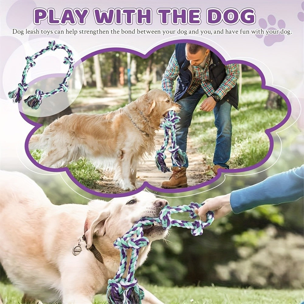 72 Inch Dog Tug Rope Toy with 5 Knots, Colorful Washable Cotton Rope for Supervised Tug of War, Fetch and Interactive Play, Single Piece