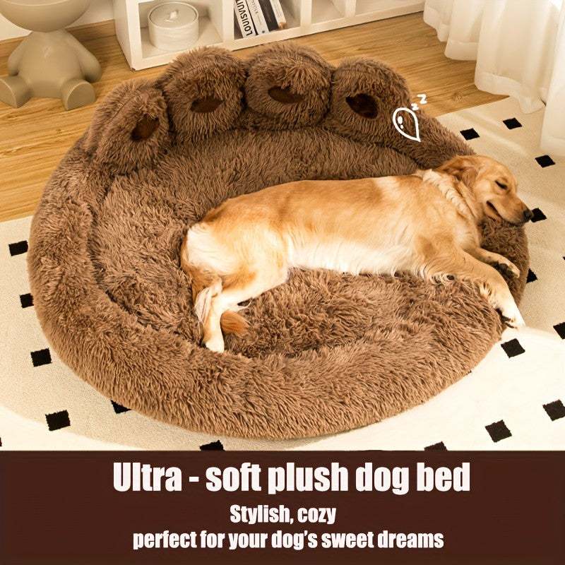 Donut Dog Bed with Bear Paw Design, Soft Plush Cuddler for Dogs and Cats, Cozy Indoor Sleeping Nest in Coffee Gray or Pink, 22 to 37 Inch Sizes