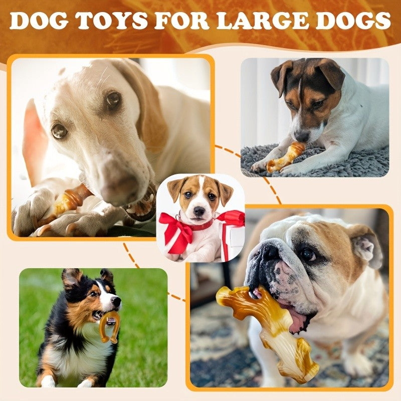 Tough Dog Chew Toy Set for Medium and Large Dogs, Textured Nylon Chewing Toys in 2-Piece or 3-Piece Bone Pack Options for Supervised Play