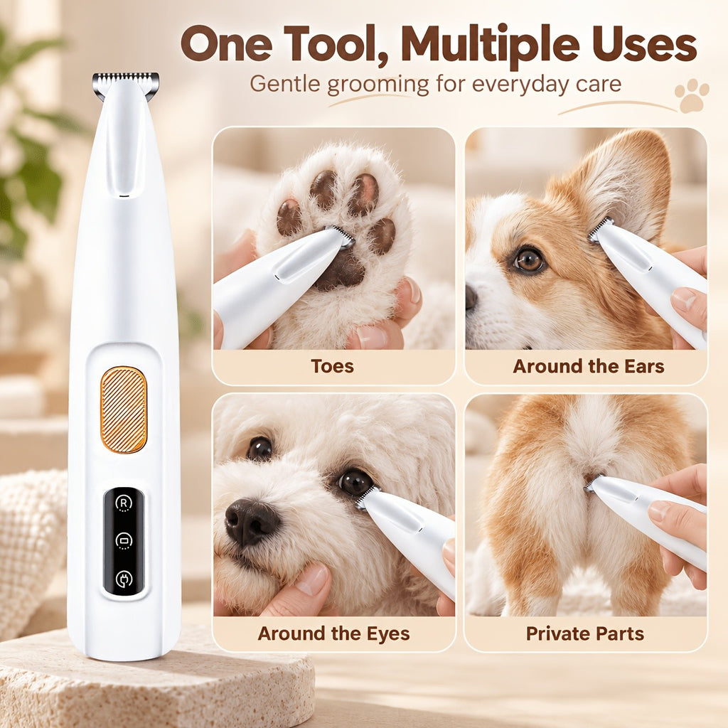 Pet Grooming Clippers for Cats and Small Dogs, White Low-Noise Hair Trimmer with USB and Battery Power for Home and Travel Grooming