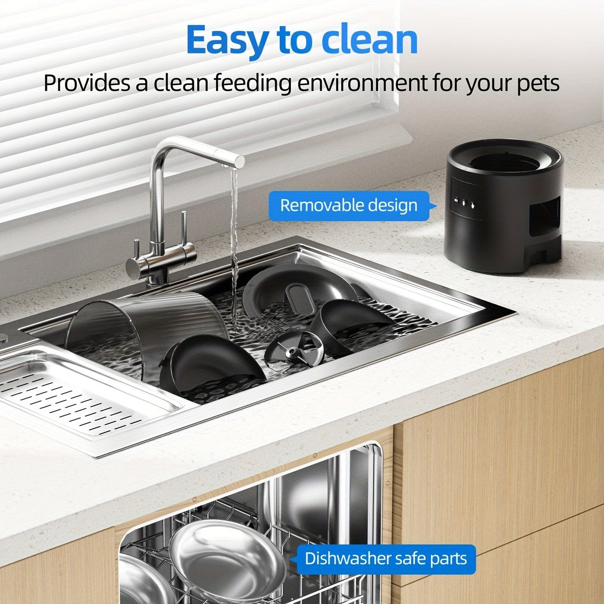 Automatic Cat Feeder for Two Cats, 4.5L WiFi App-Controlled Dry Food Dispenser with Double Bowls and Timed Feeding for Multi-Pet Homes