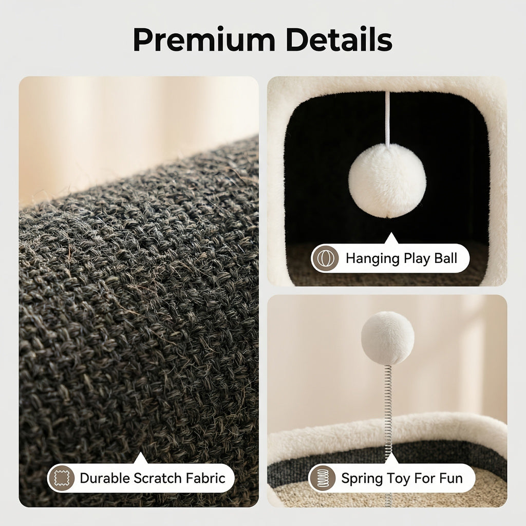 Small Cat Tree with Sisal Scratching Post and Cozy Condo Nest, Multi-Tier Indoor Cat Tower in 23 or 23.62 Inch Options for Kittens and Cats