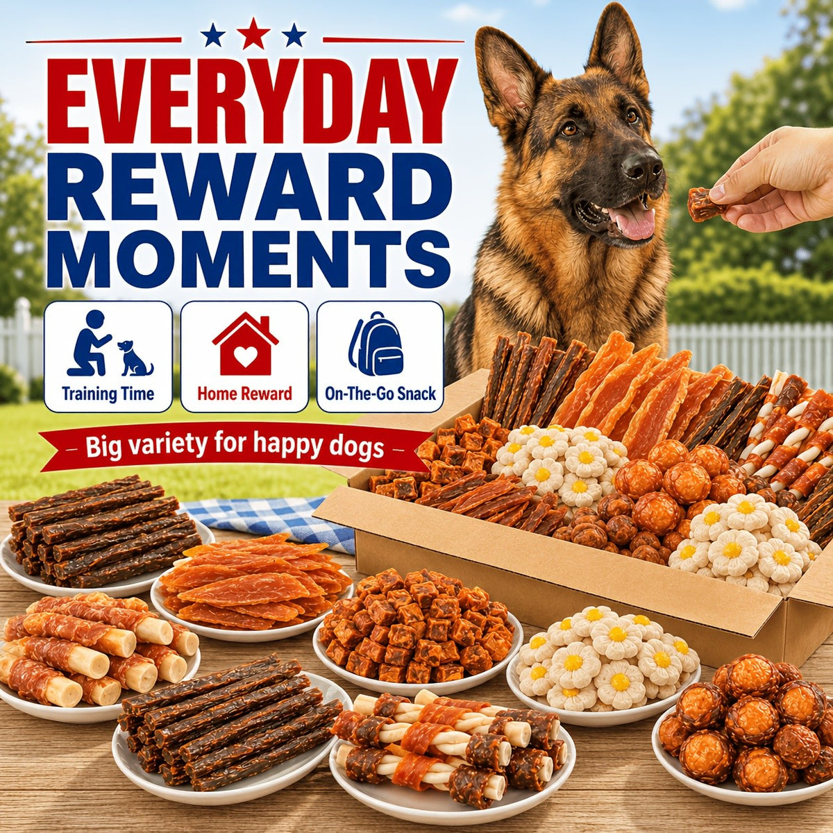 Dog Snack Combo Pack with Chicken-Flavored Milk Bars, Biscuits and Duck Chew Options, Assorted Jerky Treat Packs for Everyday Rewards
