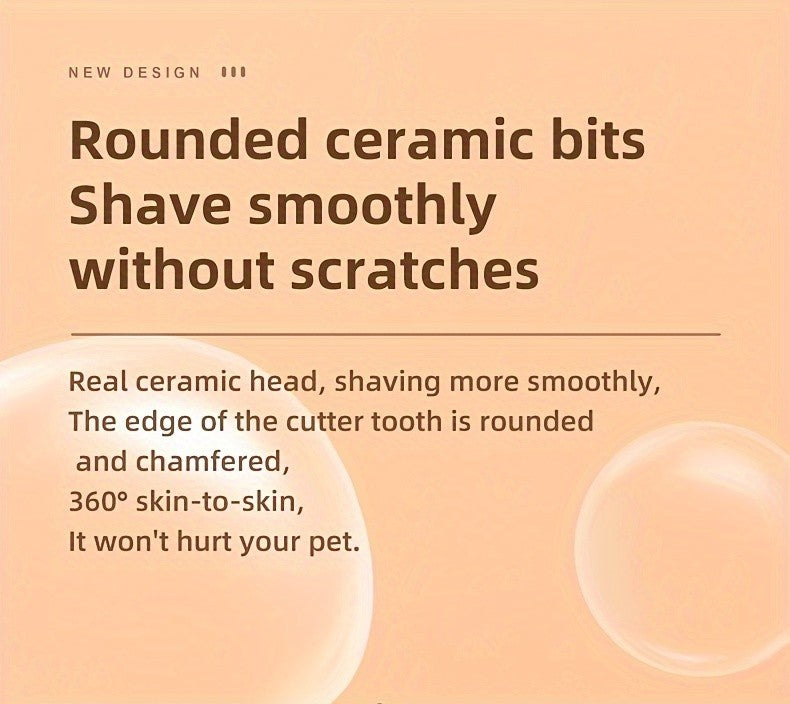 Low-Noise Pet Hair Clippers with LED Light, 4-Piece Cat and Small Dog Grooming Kit with USB Cable, Cleaning Brush and Bell for Home Trimming
