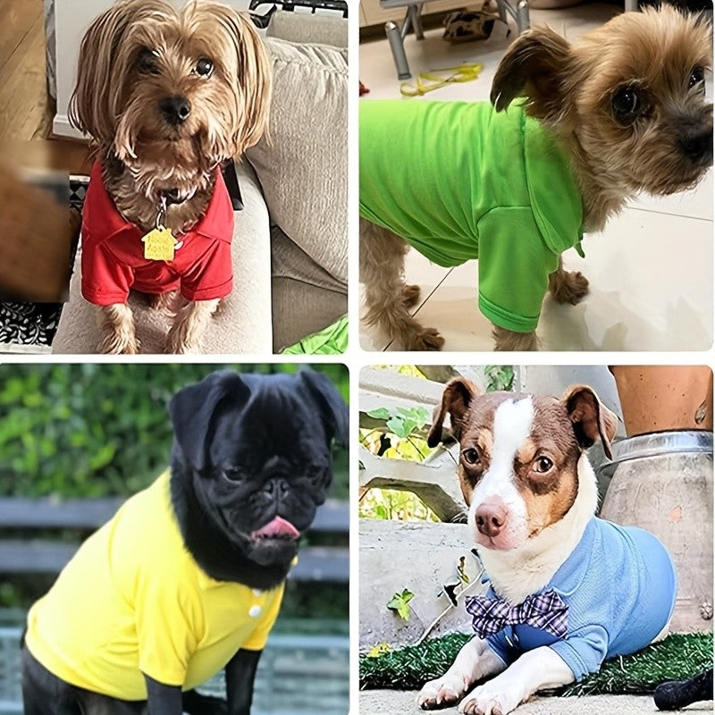 Collared Dog Shirts 6 Pack, Breathable Polo T-Shirts for Small and Medium Dogs and Cats, XS to XL Pet Clothing for Daily Outfits and Photos