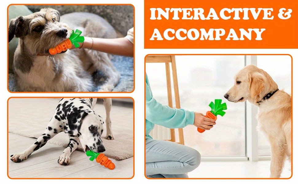 Carrot Dog Chew Toy for 15-80 lb Dogs, Textured Orange and Green Chewing Toy for Supervised Play, Daily Enrichment and Pet Birthday Gifts