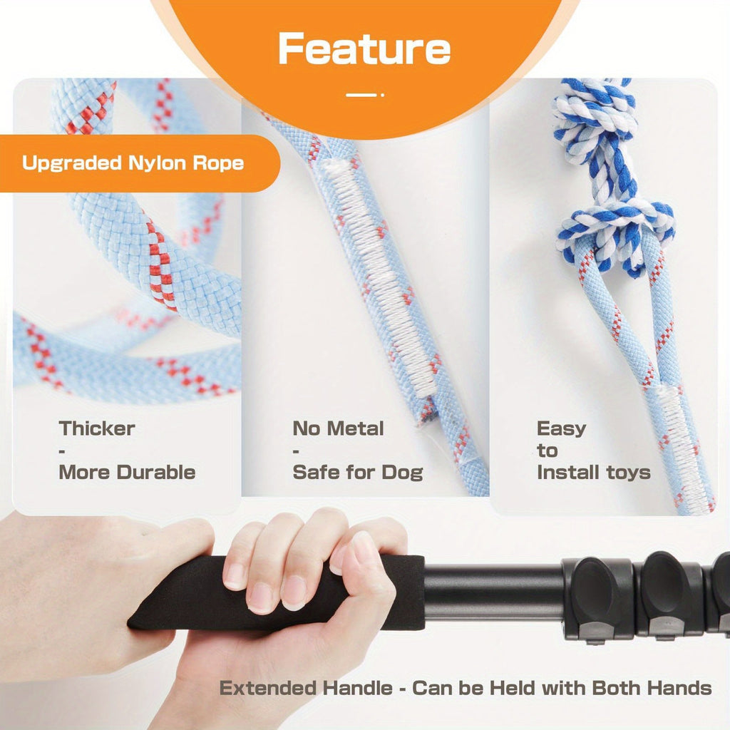Dog Flirt Pole with Extendable Aluminum Alloy Wand and Detachable Lure, Interactive Chase Toy for Exercise and Obedience Training