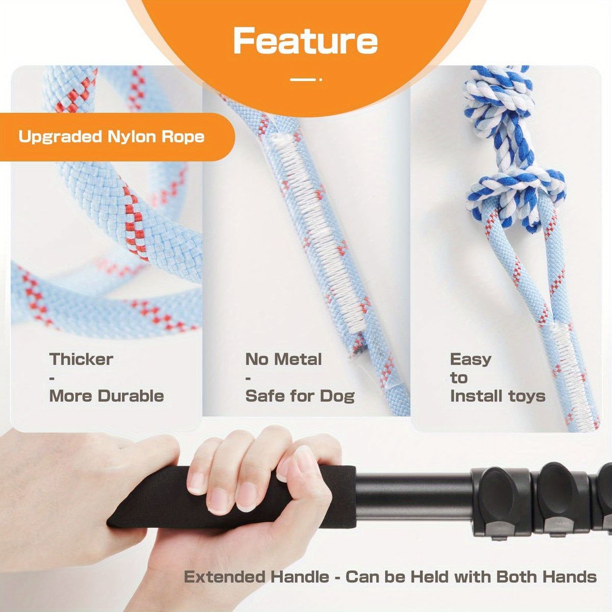 Dog Flirt Pole with Extendable Aluminum Alloy Wand and Detachable Lure, Interactive Chase Toy for Exercise and Obedience Training
