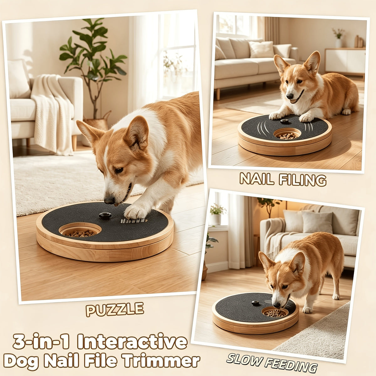 Dog Nail Scratch Board with Adjustable Bracket, Foldable Paw Filing Pad with 3 Angles from 45–65 Degrees and 2 Sandpaper Sheets for Home Grooming