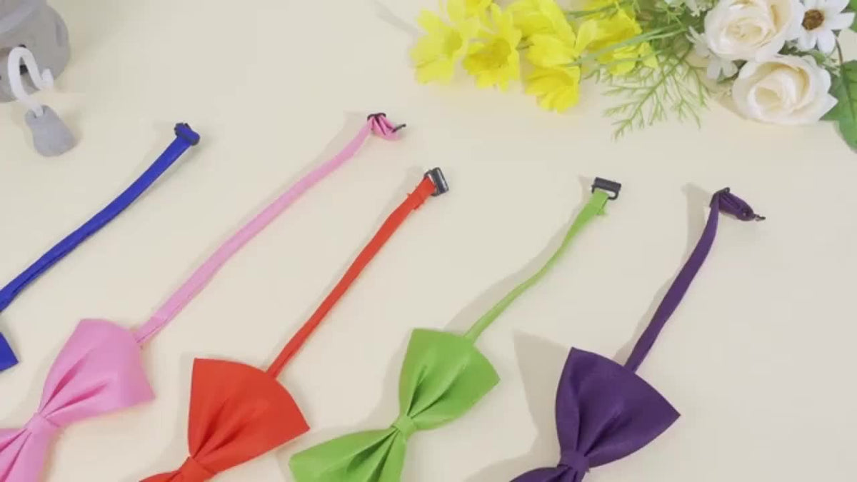 Pet Bow Tie Set 50 Pieces, Random Mixed Color Soft Fabric Dog and Cat Dress-Up Accessories for Grooming Finishes, Birthday Parties and Photo Sessions