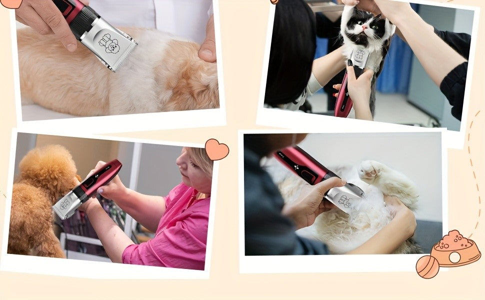USB Rechargeable Dog Clippers with Ceramic Blades, Electric Pet Hair Trimmer for Cats and Dogs, Color Choices and Grooming Set Options