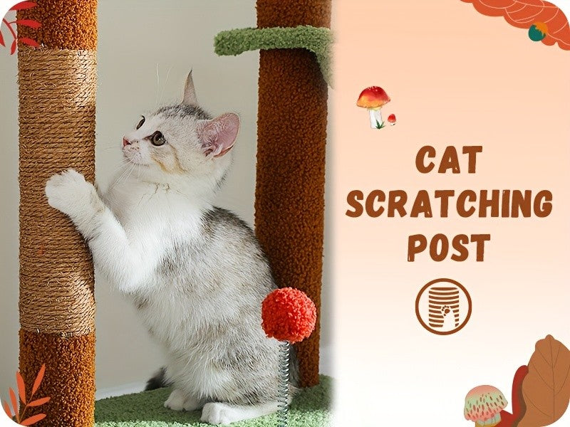 Adjustable Floor to Ceiling Cat Tree 90.5–100.4 Inches, Dual Top Support Indoor Tower with Condo, Hammocks, Climbing Platforms and Scratching Posts