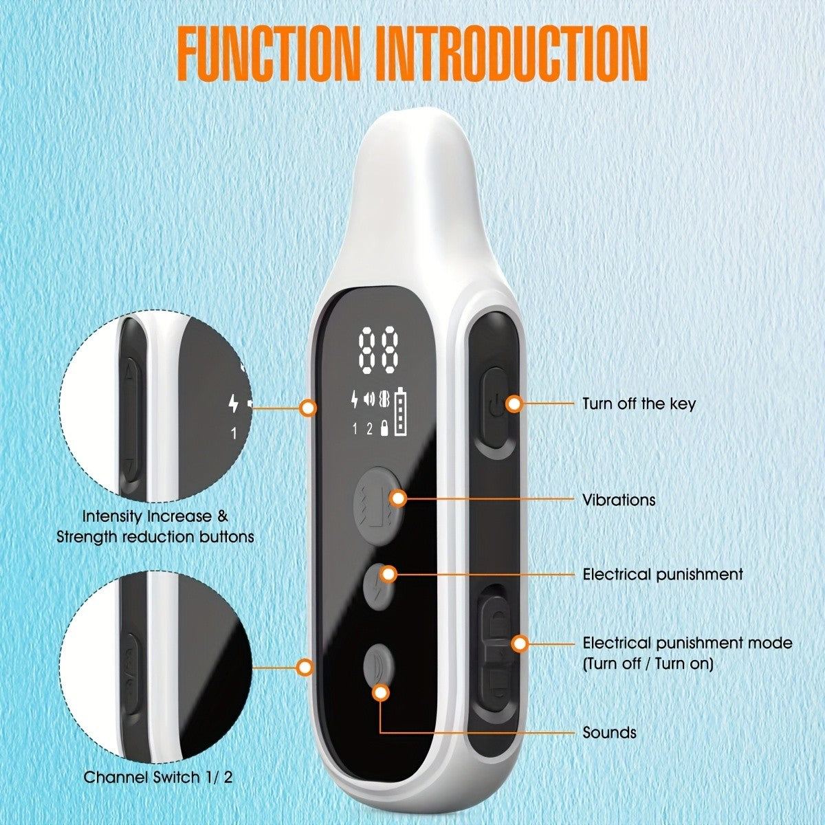 Dog Training Collar D80 with Remote Control, Rechargeable Black Adjustable Nylon Collar with Listed Beep and Vibration Modes for Supervised Single-Dog Sessions