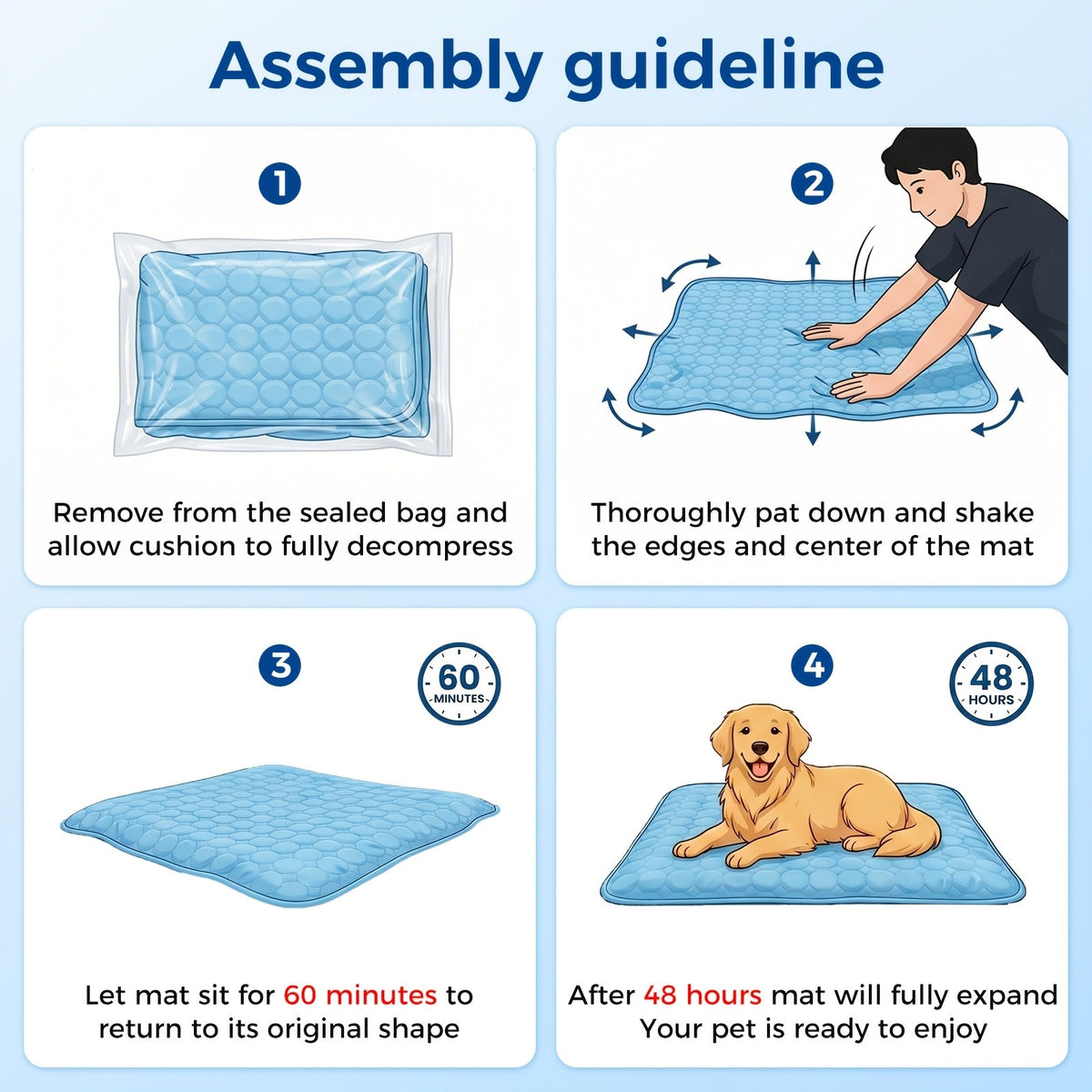 Extra Large Dog Cooling Mat for Dogs and Cats, 79 x 67 Inch Washable Non-Slip Summer Fabric Pad for Sofa Covers, Beds and Crate Liners, Blue