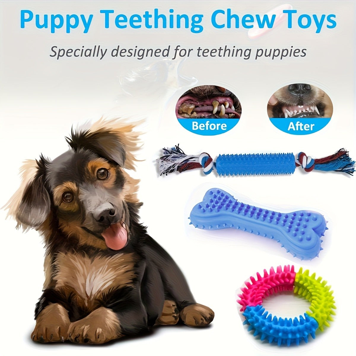 Dog Chew Toy Variety Bundle, Random 3 or 6 Piece Assortment for Puppy Playtime, Interactive Chewing and Supervised Everyday Toy Rotation