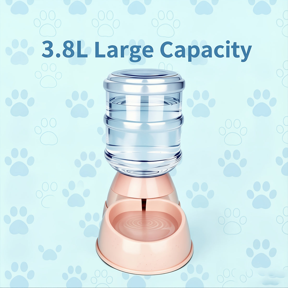 Gravity Pet Dispenser for Food or Water, Battery-Free Feeder or 1 Gallon Waterer with Clear Reservoir for Cats and Small to Medium Dogs, Three Colors